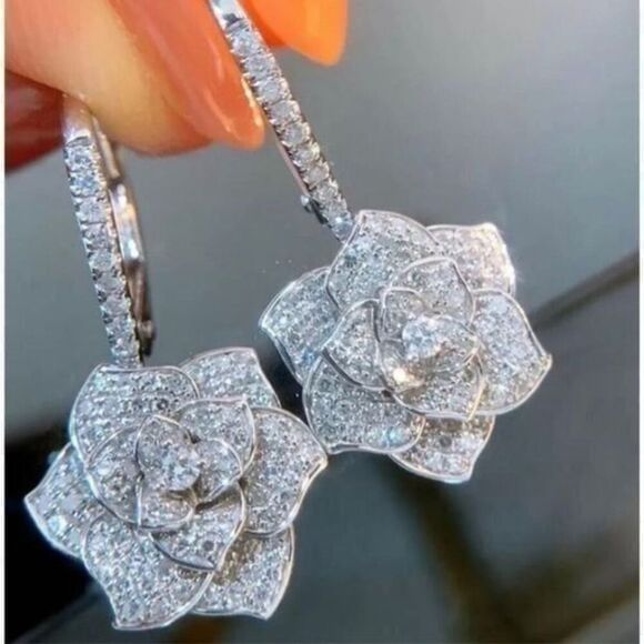 Sterling Silver Cubic Zirconia Earrings - Picture 6 of 8